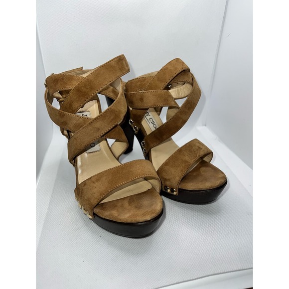 Jimmy Choo Suede Boho Hippy Strappy Heels Box and Dust bag Sandal Luxury Shoes - Picture 6 of 16